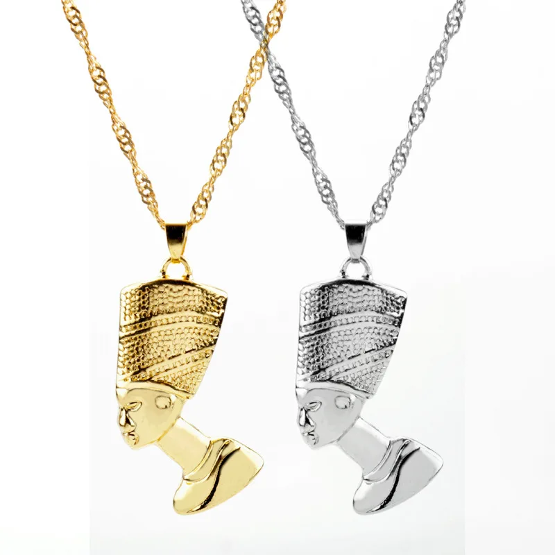Egyptian Pharaoh Cleopatra Head Portrait Pendant Necklace - Unique Retro Hip-Hop Accessories