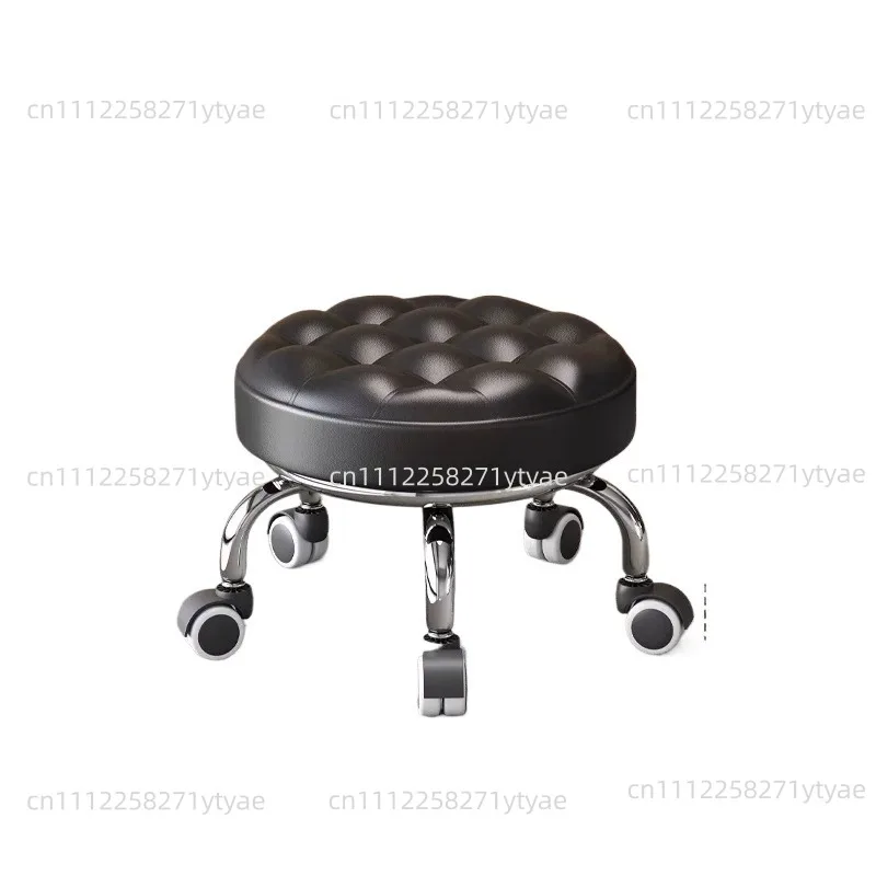 Soft Padded Round Rolling Stool, Silent Caster Acrylic Low Seat For Household Sofa Use