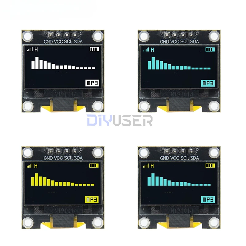 DIYUSER 0.96 Inch OLED SSD1306 White/Blue/Yellow 128X64 IIC I2C Serial Display Module 12864 LCD Screen Board For Arduino