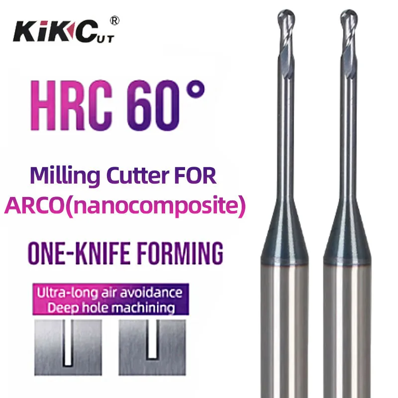 1PC Carbide 60° Deep Groove Ball  Milling Cutter Micro-diameter 2Flute Deep Long Neck Small Milling Cutter CNC Tools