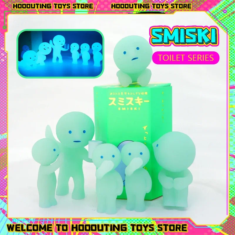 Sonny Angel Hippers Smiski Blind Box Toilet Series Noctilucent Elf Mini Kawaii  Figure Ornament Model Toys Kid Christma Gift