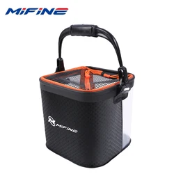 MIFINE Folding Fishing Bucket Large Capacity 12L With Ergonomic Handle Portable Waterproof Fish Box Fishing Accessories