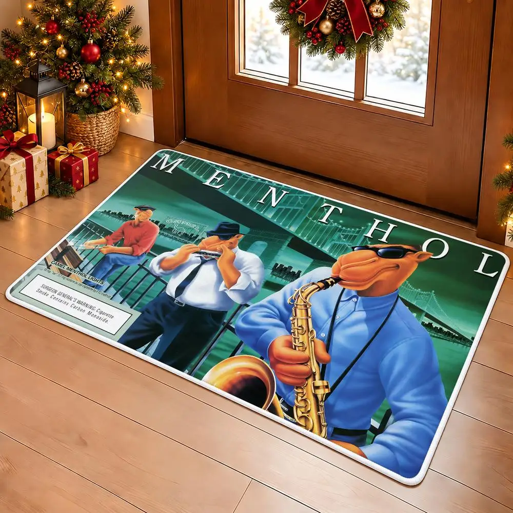 Vintage Fahsion C-Camel Cigarettes Floor Mat Soft Non Slip Flannel Door Mat for Bathroom Kitchen Bedroom Home Decor