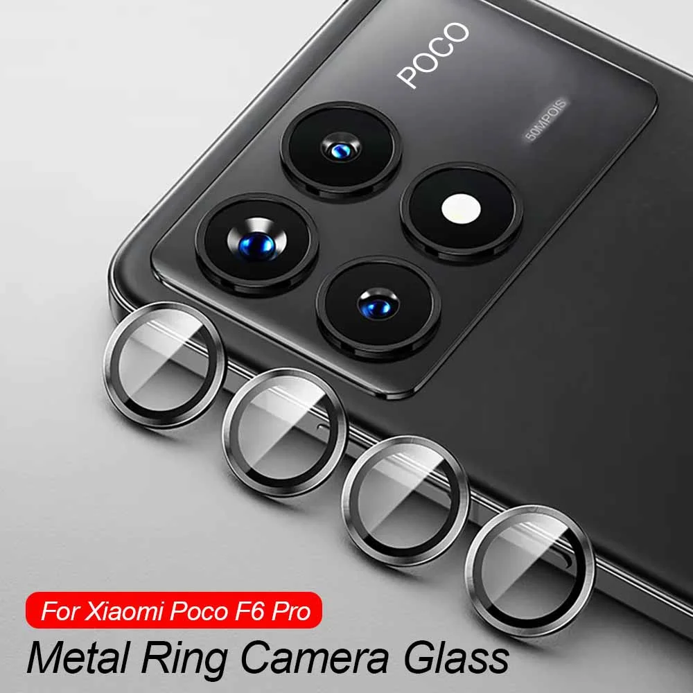 Protector de lente de cámara para Xiaomi Poco F6 Pro 5G, vidrio templado 9H, cubierta de cámara en PocoF6, PocoF6Pro, Protector de pantalla, anillo de Metal