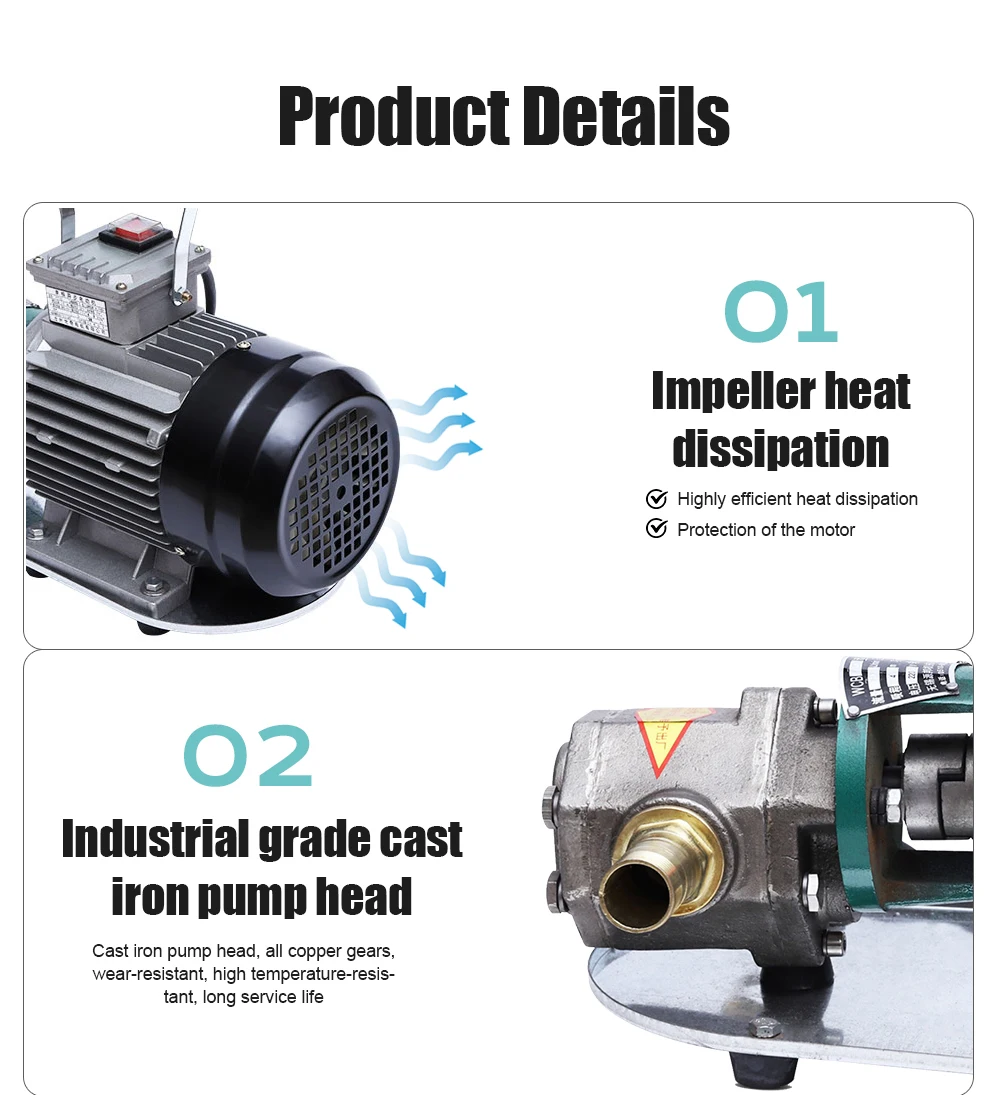 Description Picture 5 of itemStainless Steel Self-priming Gear Pump 220V 380V Hydraulic Oil Motor Oil Diesel Edible Oil High Flow Electric Suction Pump