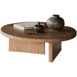 Japanese-Style Solid Wood Tea Table Log Bed & Breakfast round Tea Table Home Living Room Tea Table