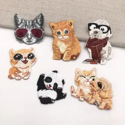 New Animal DIY Embroidered Patches for Clothing Iron on Patch Cartoon Panda Dog Cat Badge Tiger Cute Parches Garment Accessory