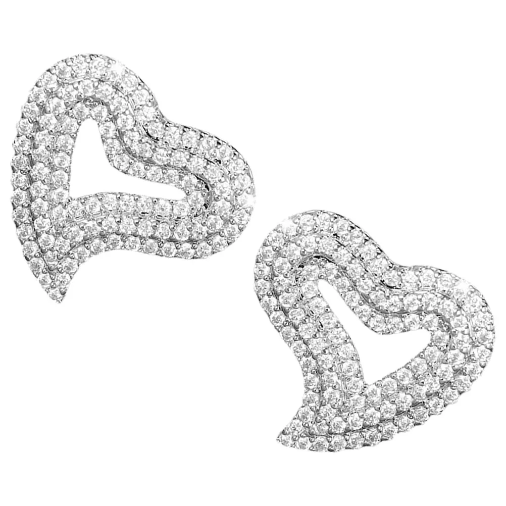 غير النظامية على شكل قلب حجر الراين وأقراط الحلو تصميم أنيق بلينغ الزفاف وصيفه الشرف العصرية الملحقات