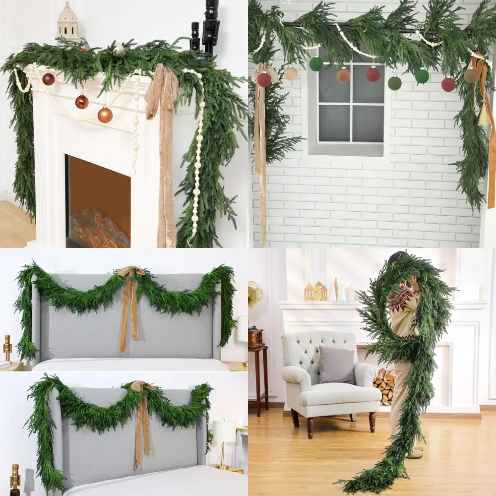 

Realistic Deluxe 12-Foot Christmas Norfolk Pine Garlands, Greenery for Holiday Decorations and Indoor Settings