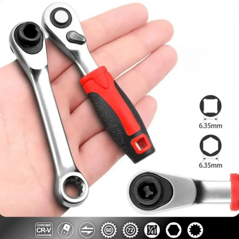 

Mini treble 1/4 Ratchet Wrench Double Ended Quick Socket Ratchet Wrench Screwdriver Hex Torque Wrenches Set Spanner