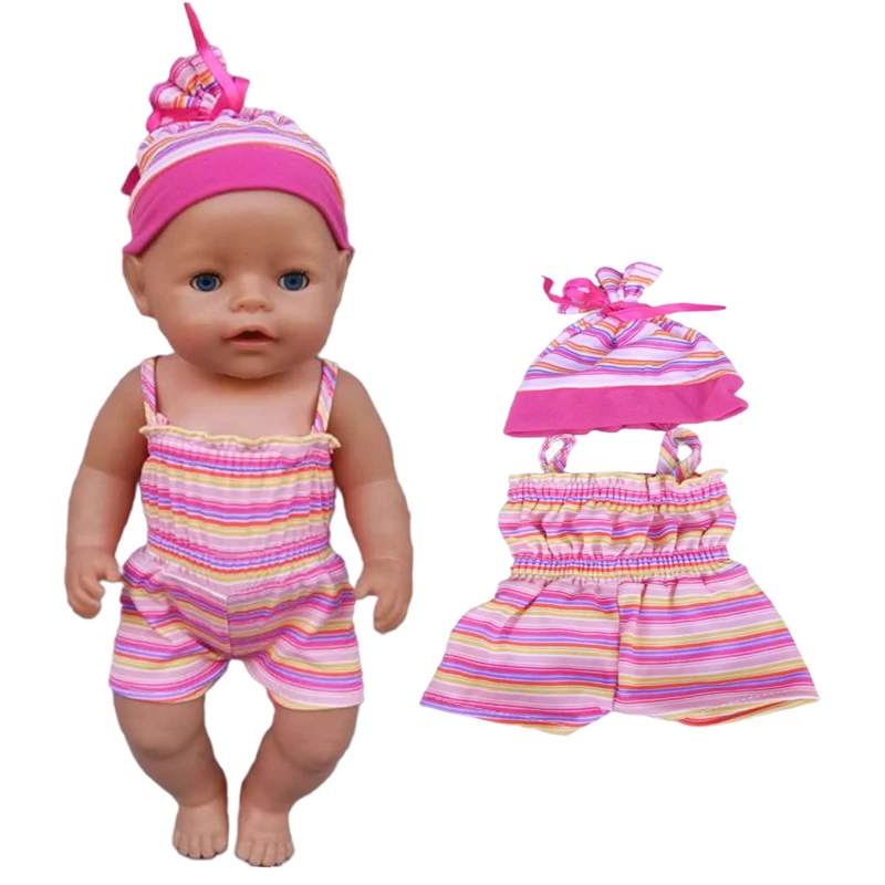 40cm Baby New Boml Pajama Hat Clothes for 43 Cm Doll Clothes Children Girl Doll Toys Clothes