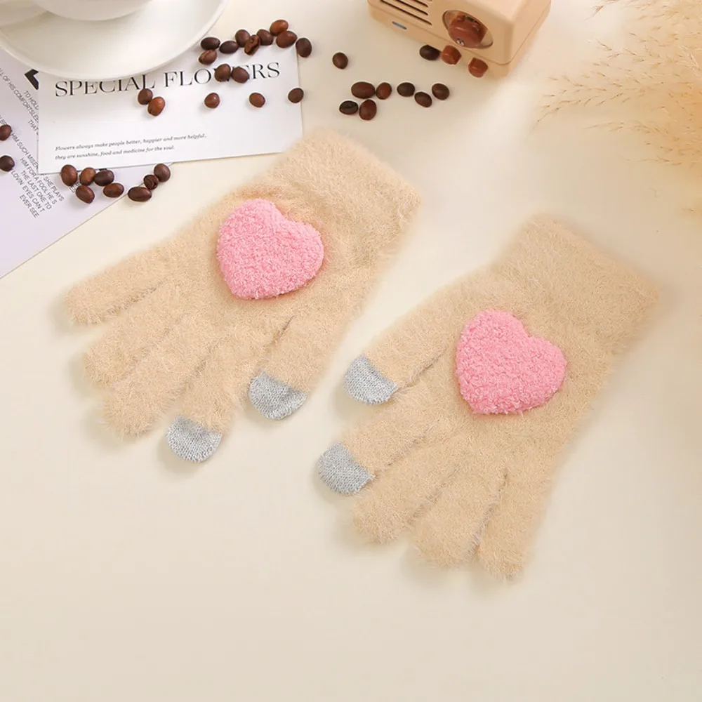 

Милые перчатки с сенсорным экраном для предотвращения холодной любви, перчатки с сенсорным экраном, мягкие зимние перчатки для холодной погоды