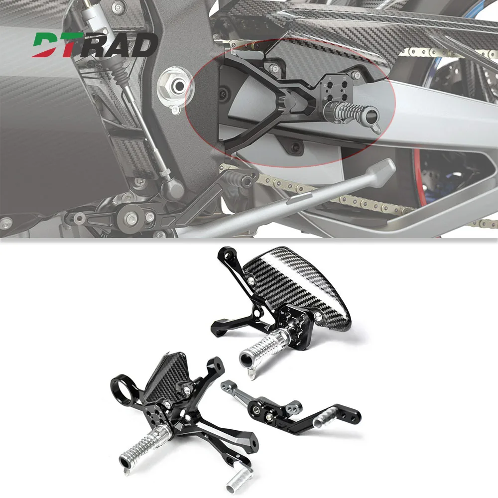 For BMW S1000RR 2019-2025 S1000R 2023 Motorcycle CNC Adjustable Footrest Carbon Fiber Footrest Rearset Carbon Fiber Pedal