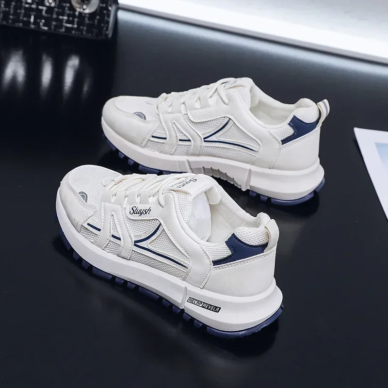 Women Platform Sneakers 2024 Autumn New Thick Bottom Vulcanized Shoes Woman Breathable Comfortable Casual Flats Walking Shoes