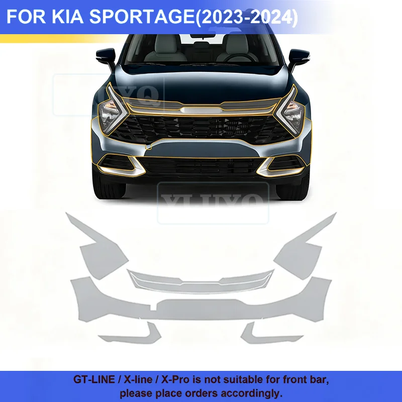 

For KIA Sportage 2023 2024 Front Bumper Paint Protection Film Pre Cut Kit Bra Body Transparent PPF TPU 8.5mil Sticker Invisible