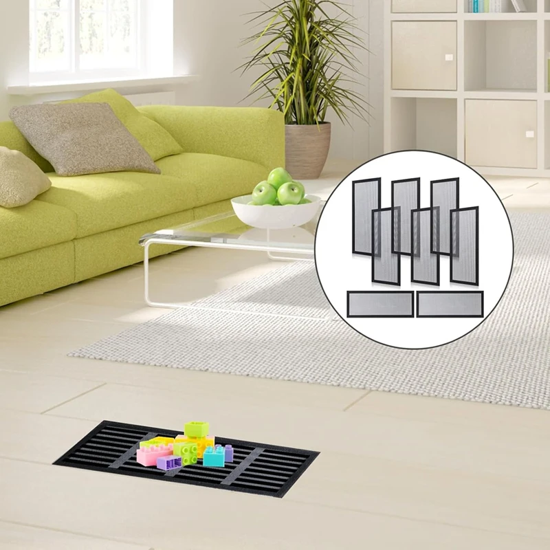 8 buah 12X5.5 inci penutup ventilasi magnetik, Air Register Mesh Covers untuk langit-langit lantai dinding menangkap puing-puing debu rambut