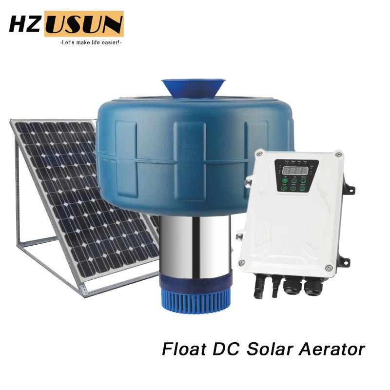 HZUSUN 1 HP Small Solar Powered Floating Pond Air Pump Aeration System Price Aquaculture DC Solar Dam Water Oxygen Pump Aerator