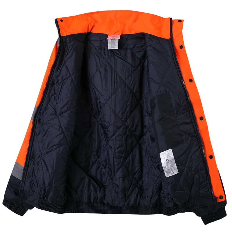 Winter Reflective Clothing High Visibility Waterproof Windproof Bomber Jacket Safety Workwear Clothing for Road Traffic