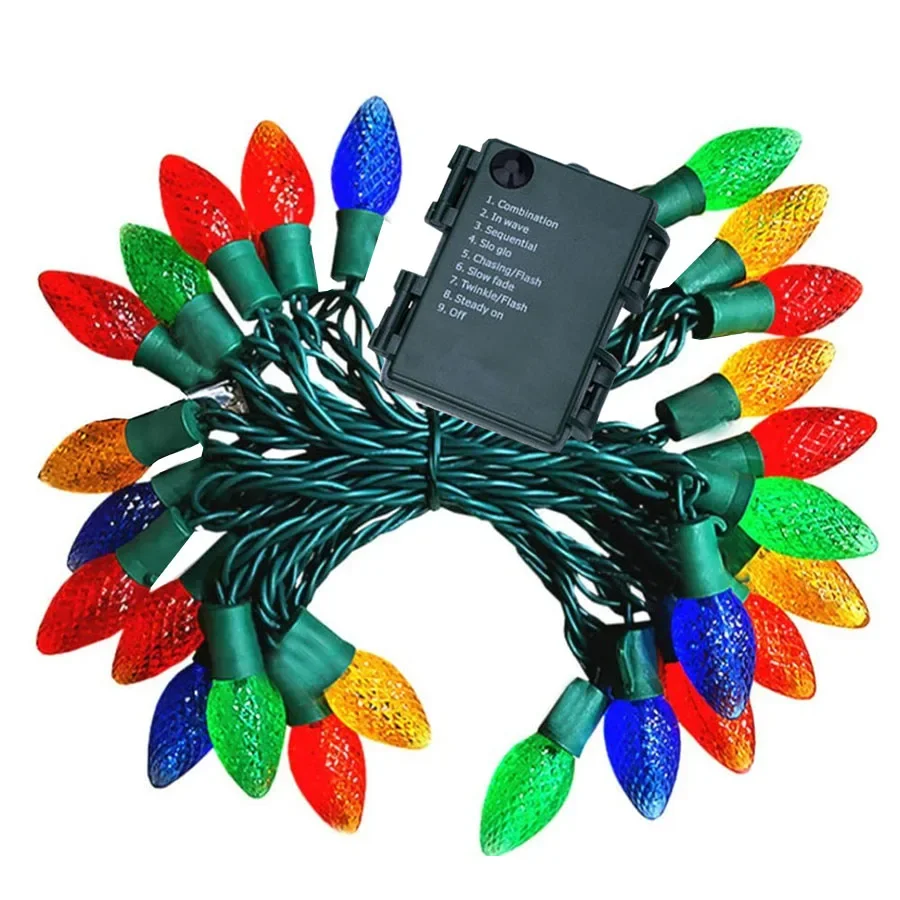 Thrisdar 10M 100 Counts C6 Strawberry String light Outdoor Christmas Tree Fairy Lights Garland for Holiday Party Wedding Decor