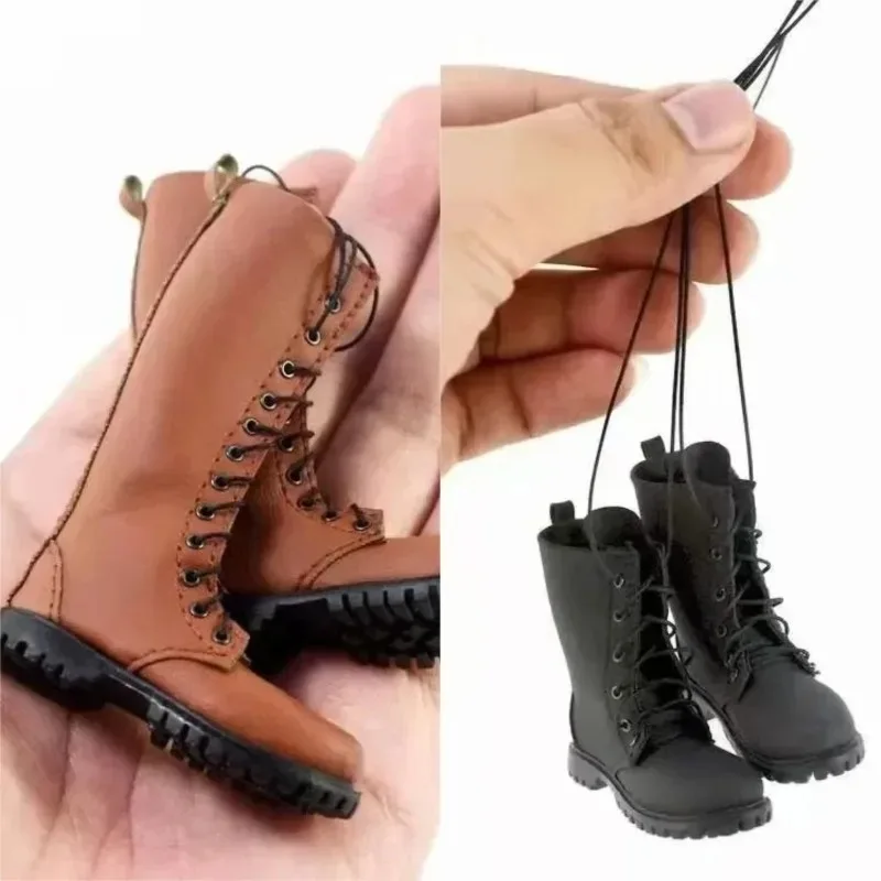 1/6 مقياس الذكور القهوة السوداء الصلبة منتصف عالية الأحذية الأحذية الجلدية أحذية قتالية لشخصيات عمل الجندي 12 بوصة انفصال #2