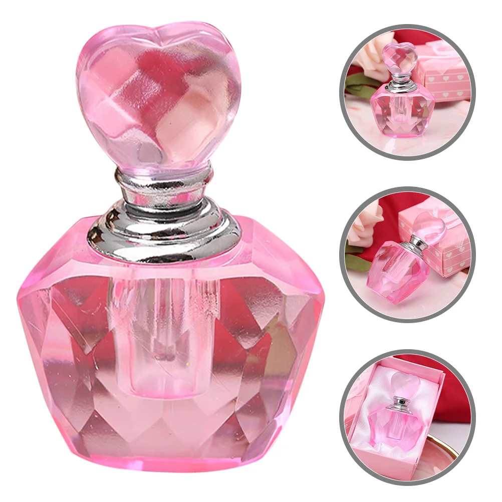 

Decorative Glass Perfume Bottle Pink Heart-Shaped Topper Boxed Elegant Wedding Favor Mini Perfume Bottle Sparkling Luxury Gift