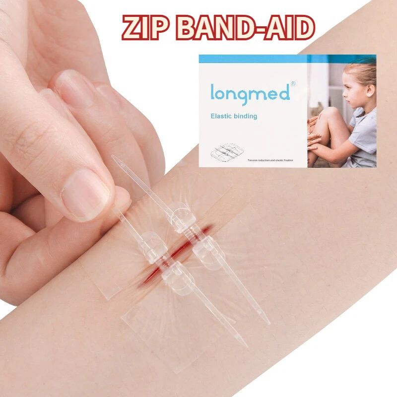 2pcs Zipper Tie Wound Closure Patch Hemostatic Patch Wound Fast Suture Zipper Band-Aid Outdoor Portable Emergency Medical