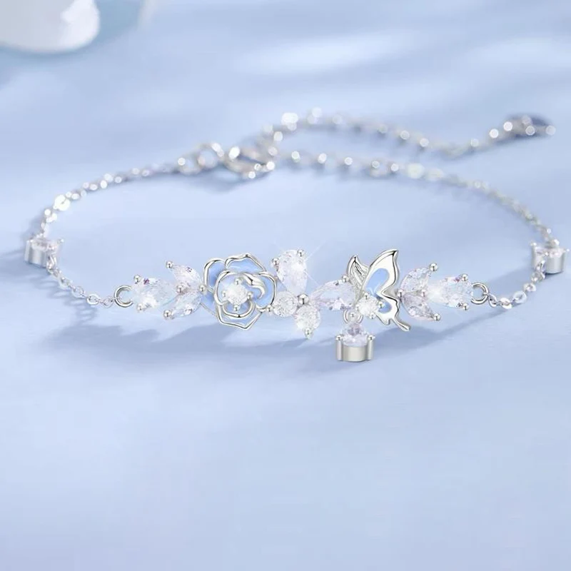 Creative Baishan Tea Butterfly Bracelet High Grade Inlaid Zircon Bracelets Fashionable Versatile Tassel Jewelry For Women KOFSAC