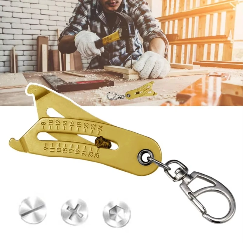 A93G Portable Precise Thread Size Checker Keychain - Bolt Size Finder Keychain, Nut And Bolt Thread Gauge Identifier