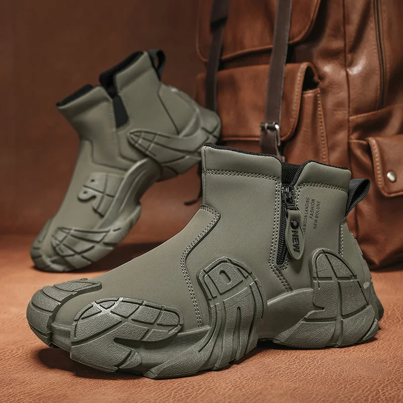 

Модные зеленые высокие кроссовки, мужские размеры 39-45, мужская обувь для скейтборда на платформе, уличные нескользящие повседневные кроссовки, мужская спортивная обувь