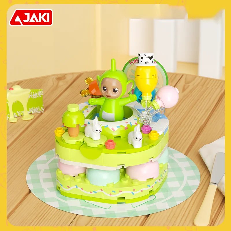 Klocki konstrukcyjne JAKI Teletubbies, ozdoby do ciasta truskawkowego, figurki dziecięce, zabawki, dekoracje piknikowe