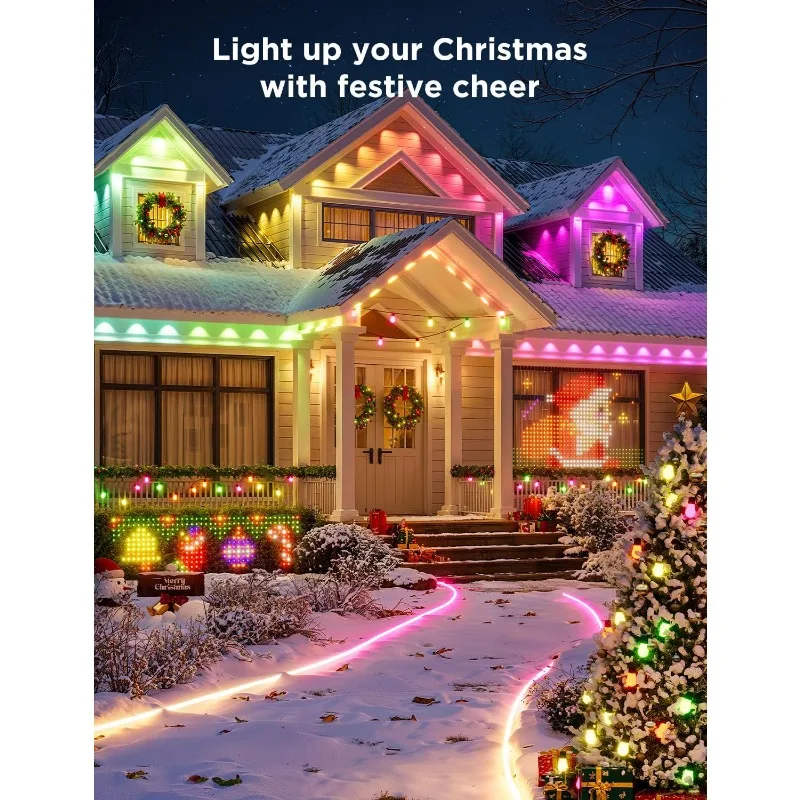 Permanent Outdoor Lights Pro, 100ft with 60 RGBIC LED Lights for Daily and Accent Lighting, 75 Scene Modes for Christmas