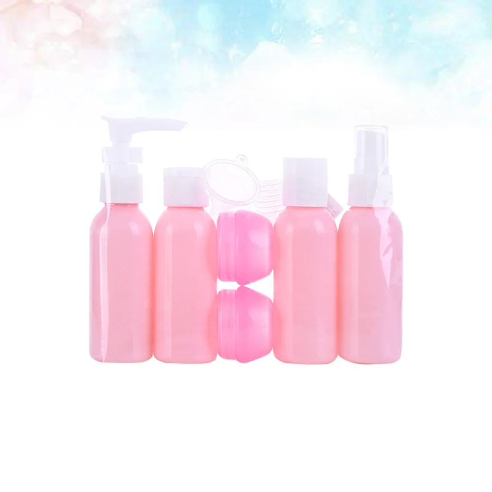 6 قطعة مجموعة زجاجات السفر المحمولة مانعة للتسرب شامبو غسول كريم الحاويات لمستلزمات الاستحمام على الذهاب زجاجات فارغة مع ملعقة الوردي #4