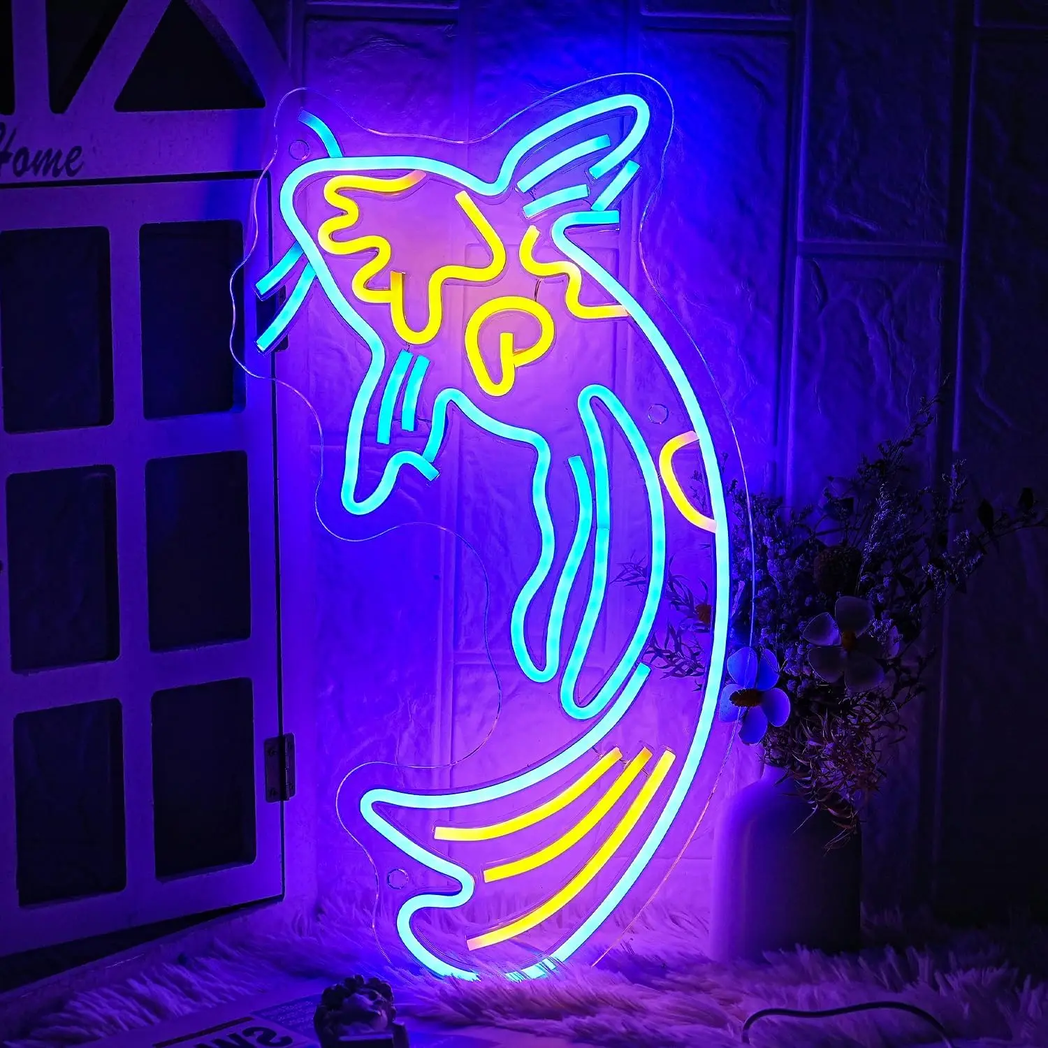 Fish Neon Sign Carp Neon Lights LED Lucky Fish Night Light For Wall Decor USB Powered For Bar Restaurant Office Fish Room Pond