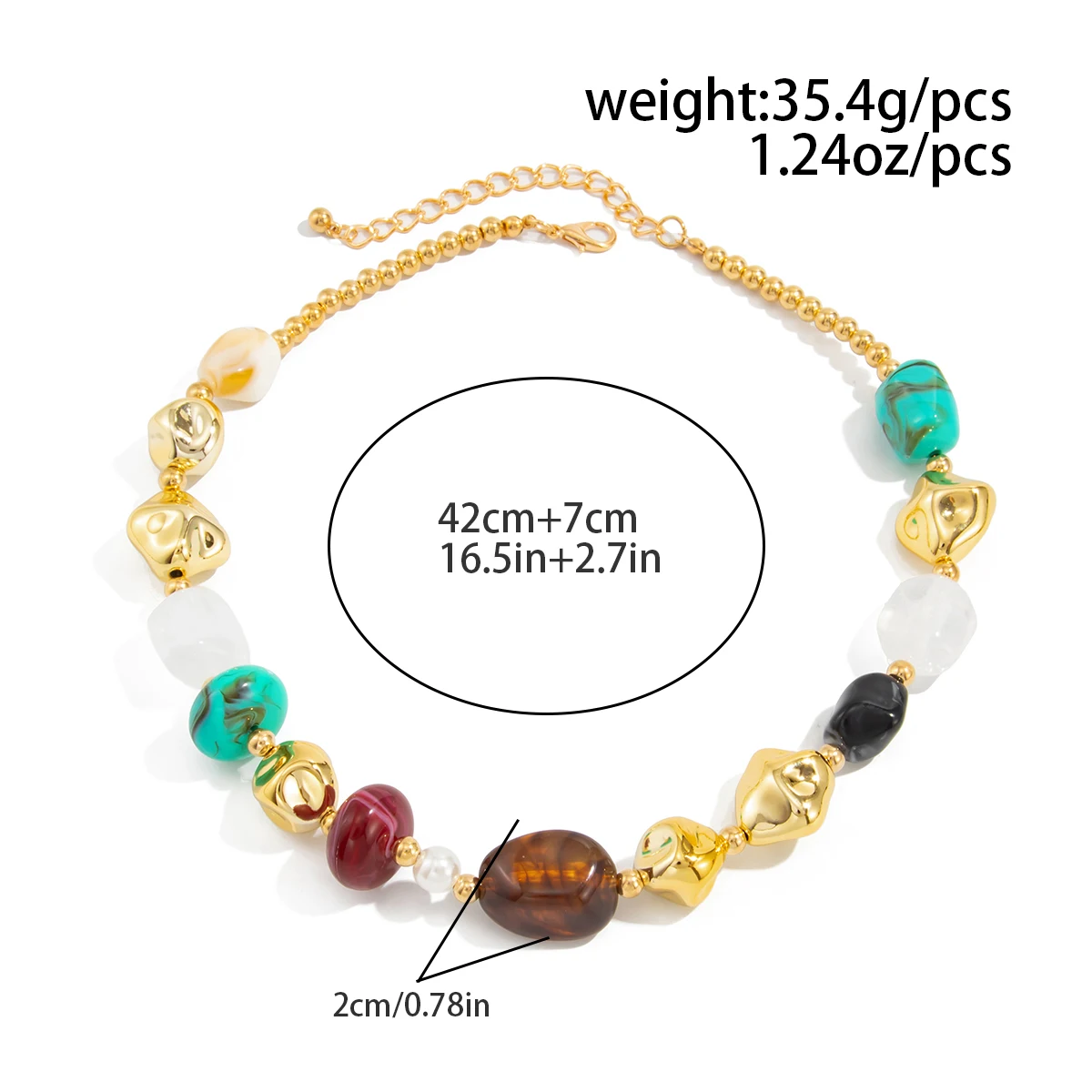 SHIXIN Bohemian Colored Resin Beaded Choker Necklace for Women Vintage Adjustable Acrylic Short Necklace Jewelry on the Neck image 4