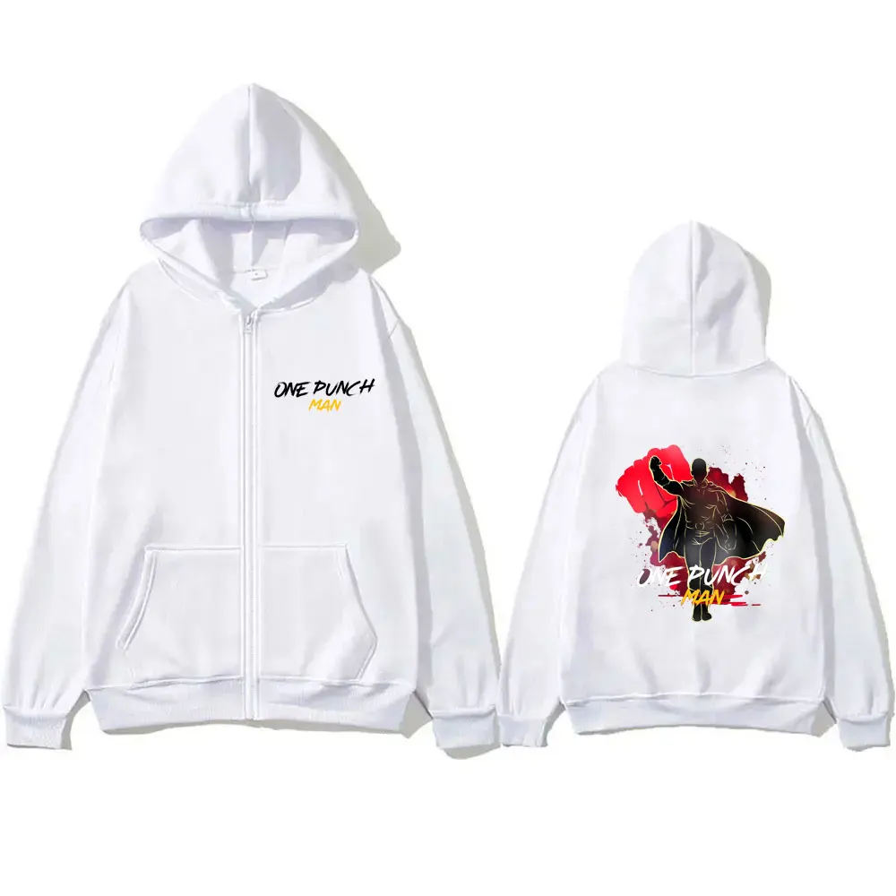 

Japanese Anime One Punch Man Saitama Print Zipper Hoodie Men Women Fashion Casual Oversized Zip Up Jacket Unisex Vintage Hoodies
