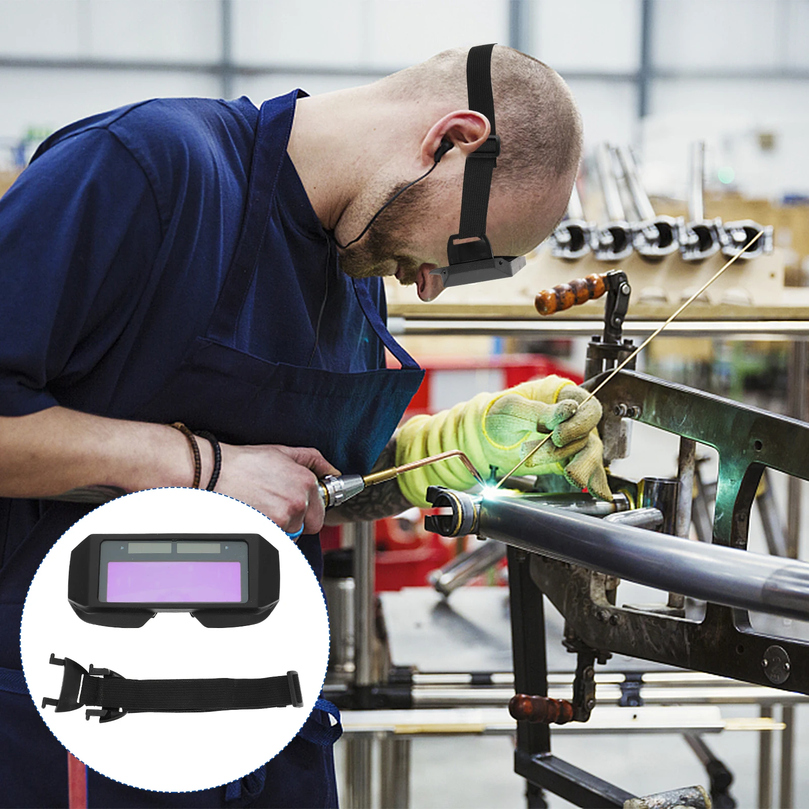 

1pc Welding Goggles Auto Darkening Solar Rechargeable Protective Eyewear For Electric Arc Gas Shielded Argon Welding Cutting