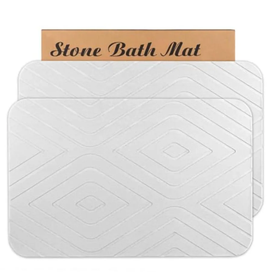 

Stone Bath Mat 2 Pack Diatomaceous Earth Shower Mat Non-Slip Super Absorbent Quick Drying Bathroom Floor Mat 24x15