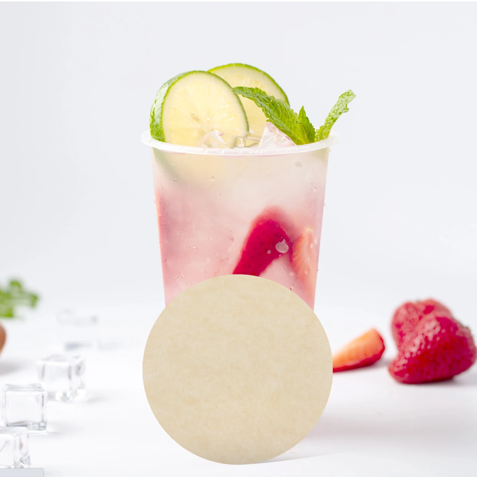 

500Pcs Leak-Proof Cup Cap Liners Round Coffee Sealing Pads Spill Proof Paper Milk Tea Plastic Drink Covers Beverage Seal Film