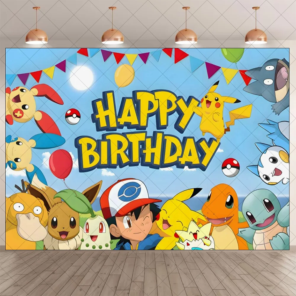 Pokemon Pikachu Thema Geburtstag Party Dekoration Hintergrund Cartoon Hintergrund Junge und Mädchen Geschenke Baby Dusche Liefert Foto Studio