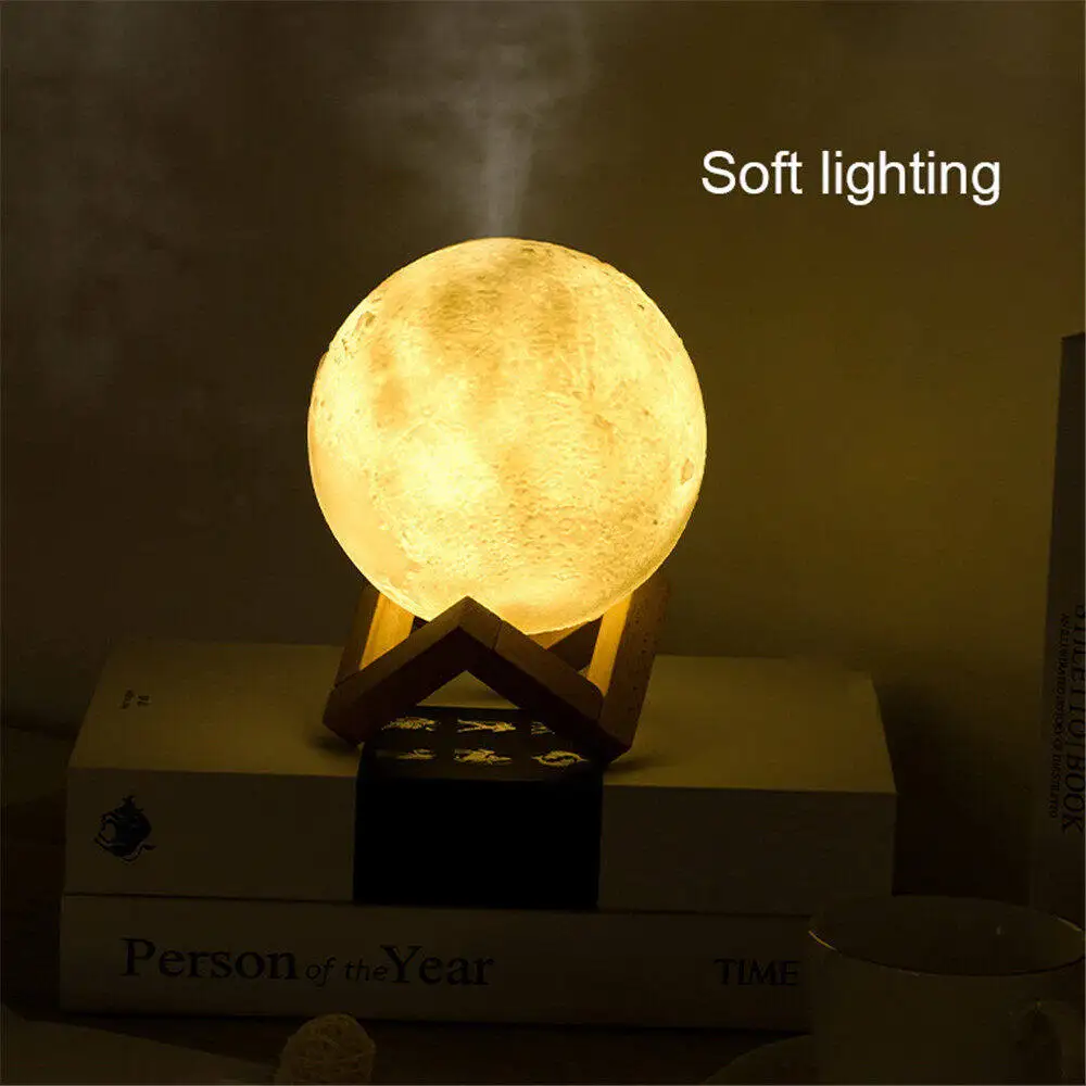 Moon Air Diffuser 880ML Spreader Ultrasonic Portable Air Humidifier USB Air Shooter Full Moon Night Light Home Decoration