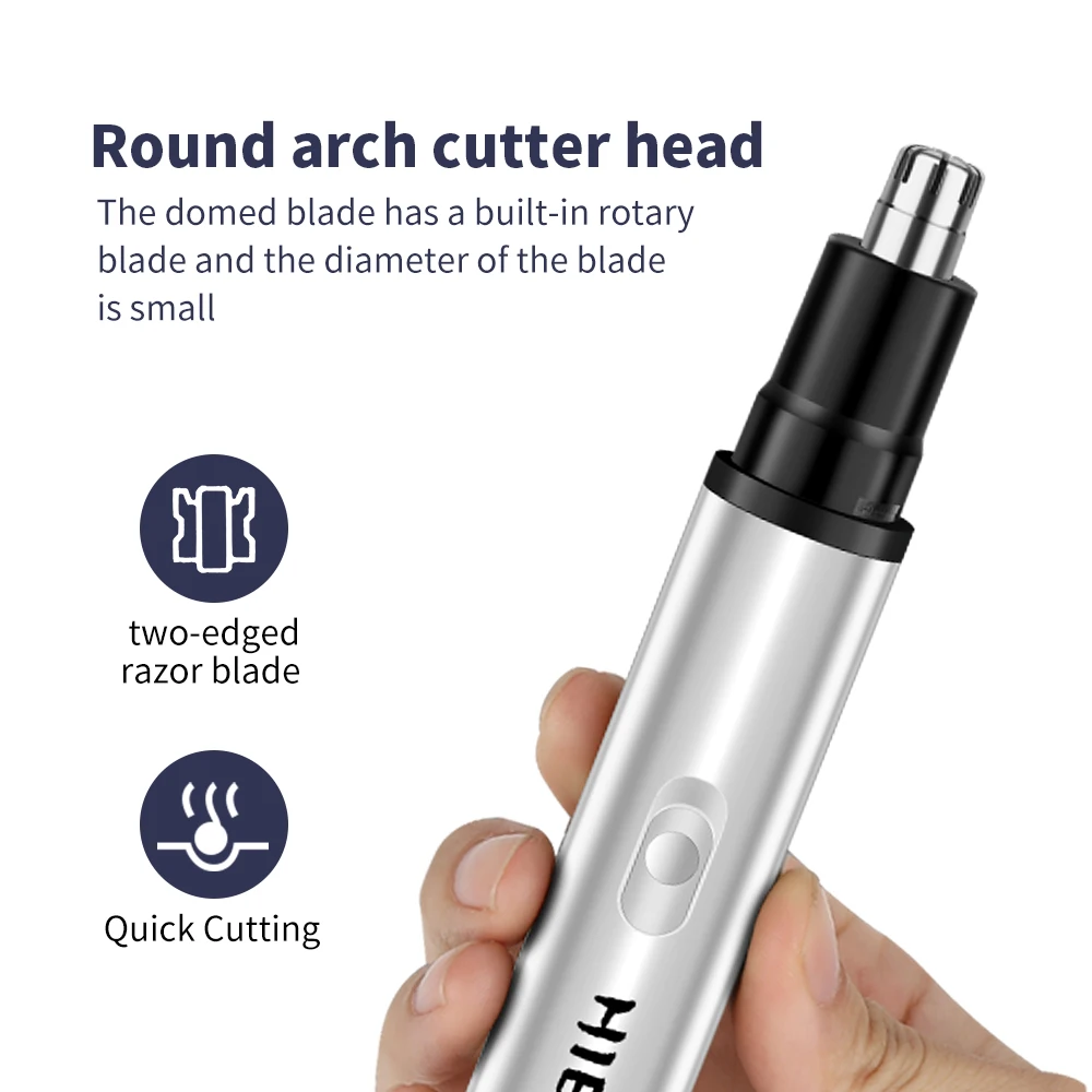 ماكينة تشذيب شعر الأنف مدمجة ومحمولة 360 درجة °   شفرة دوارة لإزالة الشعر القوية بمنفذ شحن USB