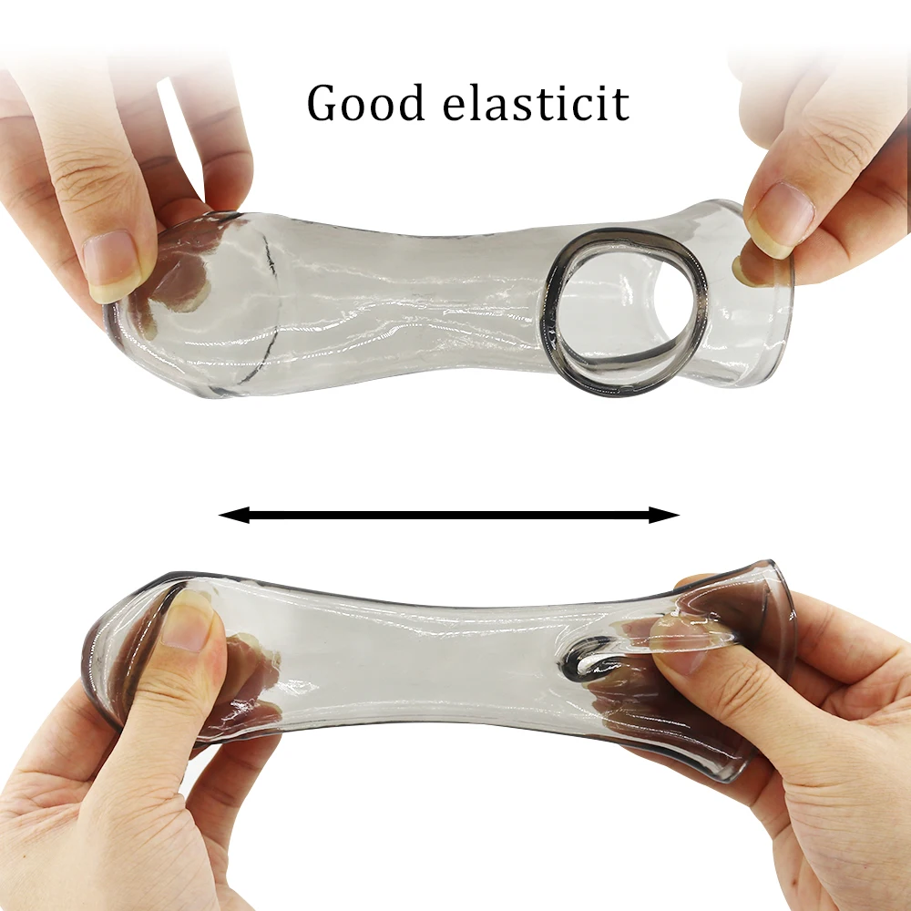 Reusable Penis Cock Rings Delay Ejaculation Penis Condom Dick Sleeve Glans Cover Enlargement Sex Toys For Men Chastity Sex Shop