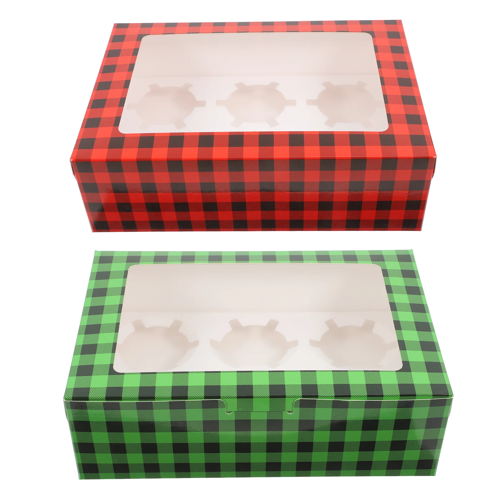 

12 PCS Boxes Cake Christmas Cupcake Cookie Containers Muffin Baked Goods Shipping Carrier for Gift Giving