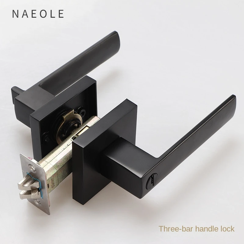 Zinc Alloy Three Pole Handle Lock, Indoor Room Door, Wooden Door, Silent Lock, Hotel Bathroom Lock, Channel Door Handle Lock