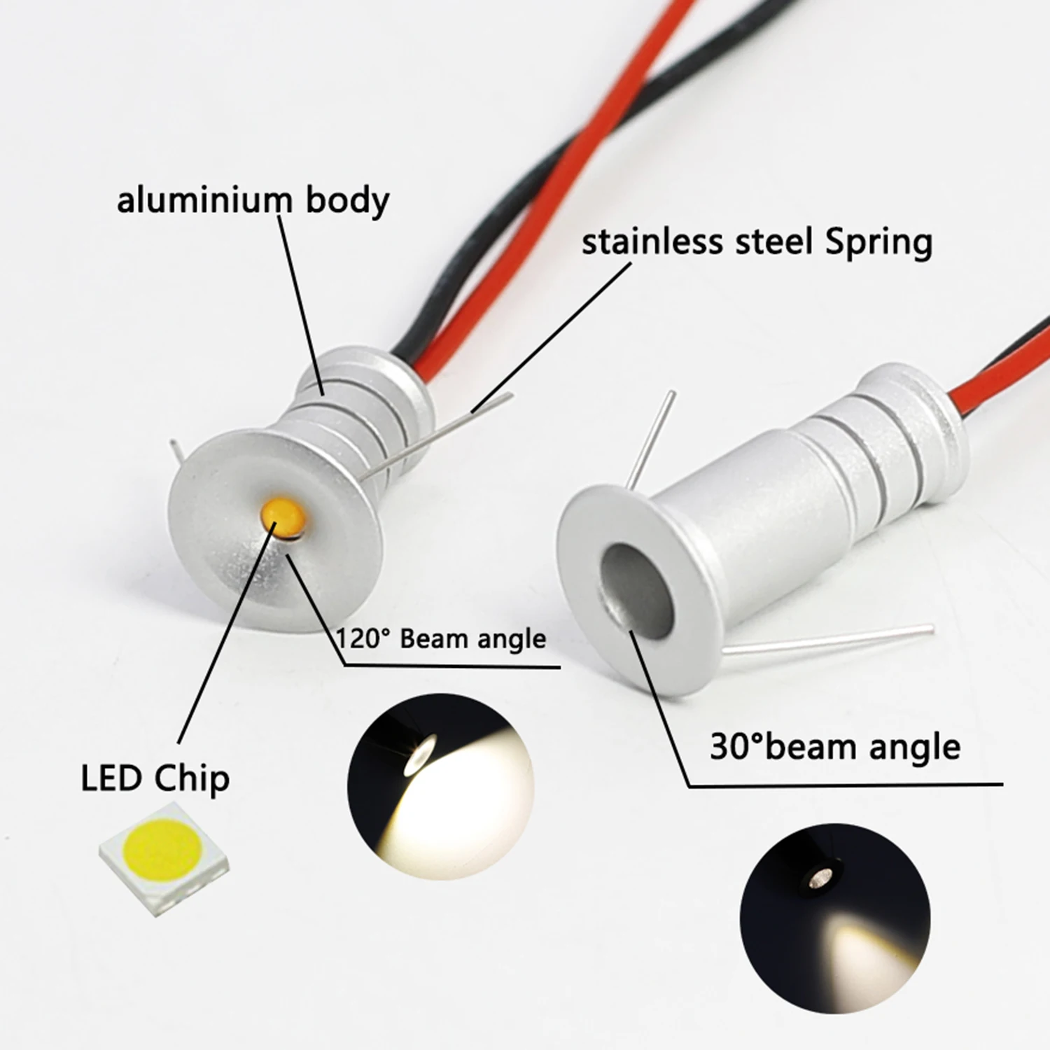 Mini światło punktowe 0.5W oprawa wpuszczana 10mm wycięcie DC12V reflektory LED do sufitu schody chodniki dziedzińce szafka korytarz