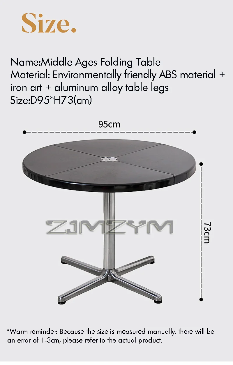 Multifunctional Household Folding Coffee Table Small Living Room round Plastic Dining Table for Restaurant Space-Saving Furnitur