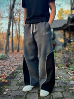 New trendy letter embroidered patchwork elastic American sports sweatpants with drawstring pockets and wide leg pants