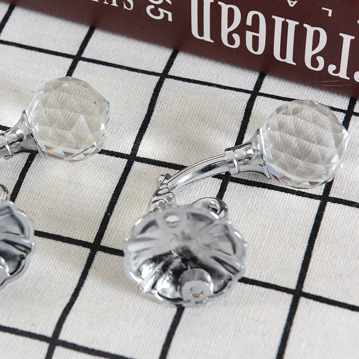 2 قطعة خمر كريستال الكرة الستار السنانير فضي رمادي الثقيلة إكسسوارات ديكور منزلي شماعة للمنشفة #4