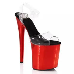 LAIJIANJINXIA 8 Inch High Heel Sandals Transparent Upper 20Cm Stiletto Heels Pole Dancing Sandals For Fashion Models Shoes