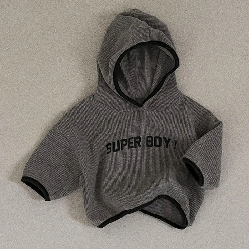 Fashion Letter Print Baby Boy Long Sleeve Hoodie Cotton Children Casual Hooded Sweatshirt New Kids Clothes Spring Boys Tops